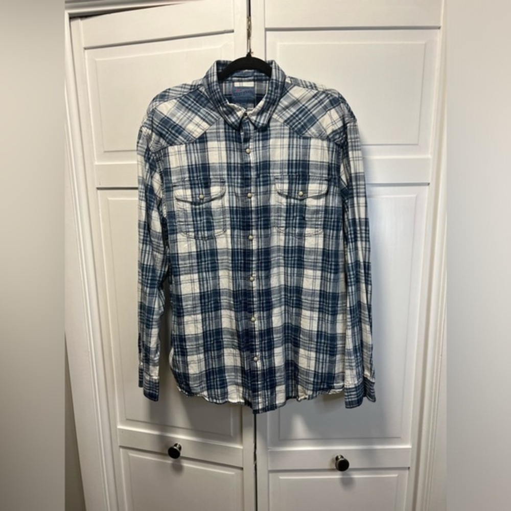 Lucky Brand True Indigo Classic Fit Long Sleeve Pearl Snap Shirt Size Me…